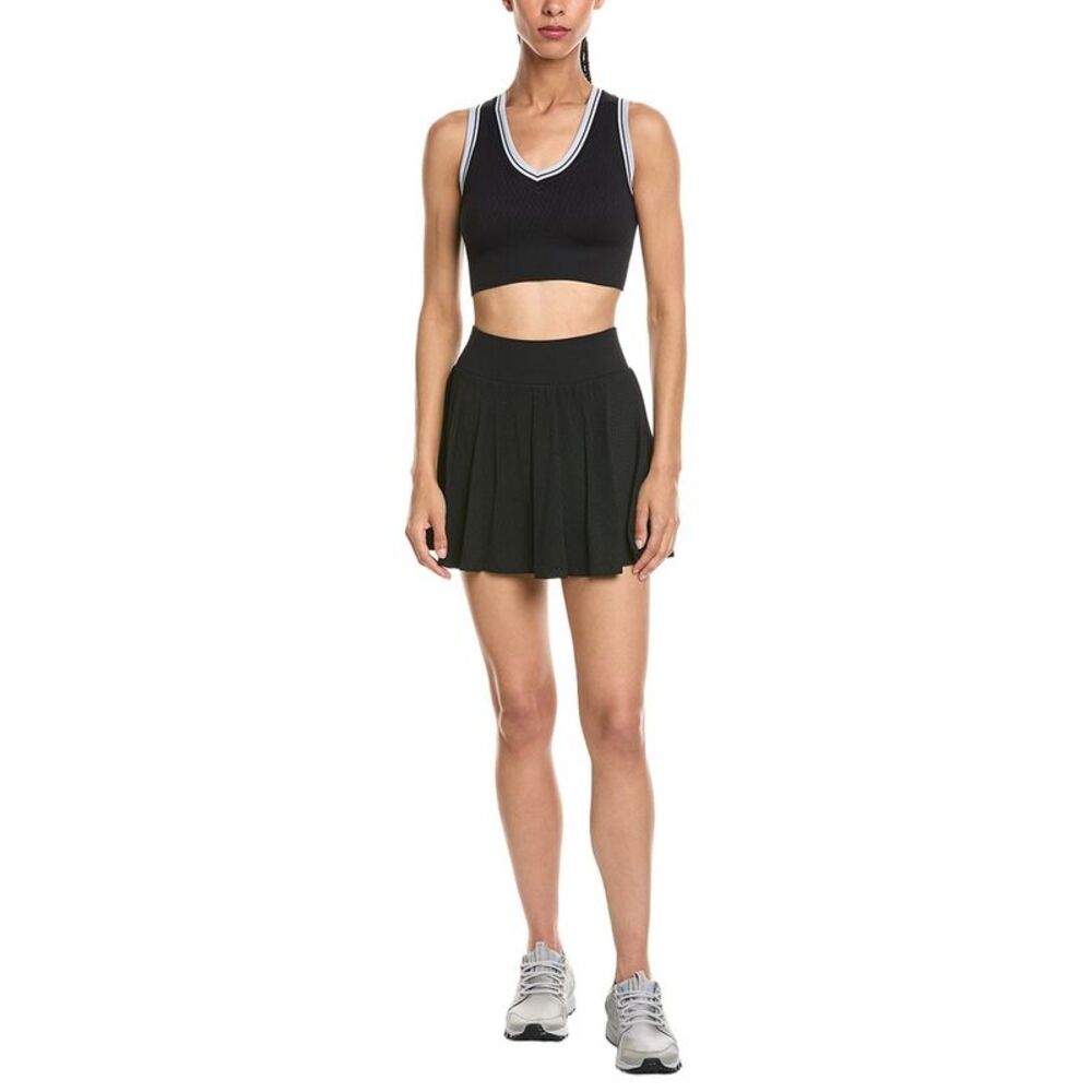 Marion Womens  2Pc 5.5In Contrast Trim Tennis Skirt & Padded Top Set, Black
